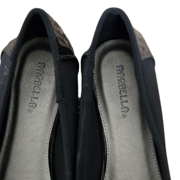 Marbella Elegant Black Flats with Accent Size 10W - Picture 2 of 6